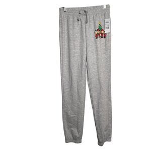 Peanuts Sweatpants Youth Large Gray Fleece Pull On Christmas Charlie Brown